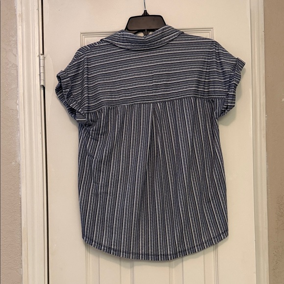Belle by Kim Gravel Striped Button-Up Top - Navy and White - Picture 2 of 4